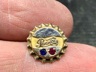 Pepsi - Cola 10k Gold Rare Sapphire Ruby Bottlecap Service Award Pin.