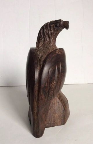 Vintage Primitive Handcarved Iron Wood Eagle Wooden Bird Sculpture