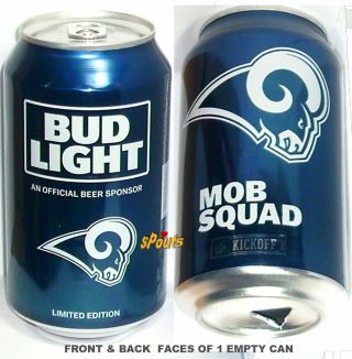 2017 Nfl Kickoff Los Angeles Rams Bud Light Beer Can Mob Squad Football Man Cave