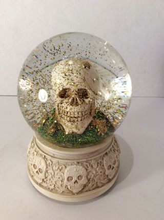 - Skull Head Snow Globe Music Box/ El Dia De Los Muertos