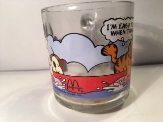 VINTAGE Garfield Odie Coffee Mug McDonald’s VTG 1978 Clear Glass Canoe 3