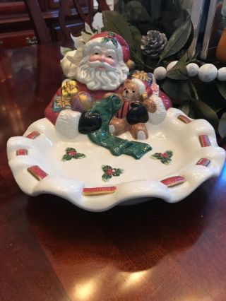 Fitz And Floyd Vintage Christmas Santa Candy/ Nut Dish
