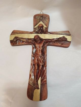 10 " Resin Holy Spirit Dove Trinity Crucifix God Cross Wall Plaque