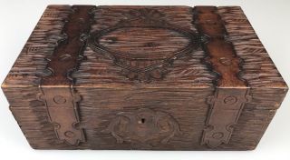 Unique True Vintage Hand Carved Wooden Trinket Jewelry Wood Storage Box Chest