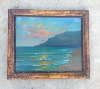 Vintage Early California Plein Air Seascape Oil Painting By James Merriam