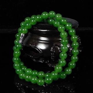 8mm Chinese Handcraft 100 Natural Jade Green Jade Necklaces