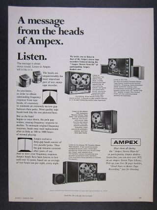 1969 Ampex 755 1455 Reel Tape Decks 2161 761 Stereo Systems Vintage Print Ad