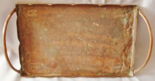 Hand Hammered Antique Copper Tray With Handles And Art Hammered In