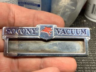 Socony Vacuum Oil Stunning Rare Id Badge Vintage Pin.