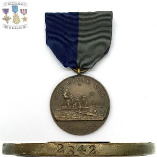 2342 U.  S.  Navy Civil War Campaign Medal Split Wrap Brooch Numbered Bb&b