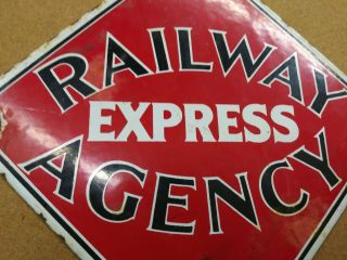 Railway Express Agency Porcelain Sign Vintage Railroad Train 