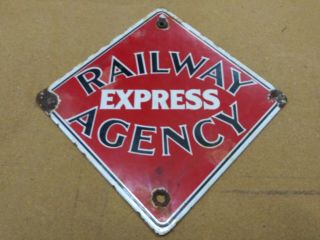 Railway Express Agency Porcelain Sign Vintage Railroad Train  2