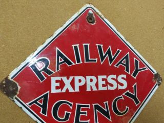 Railway Express Agency Porcelain Sign Vintage Railroad Train  3