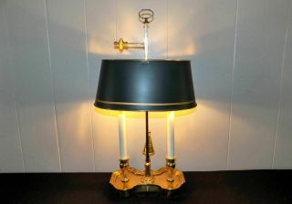 Sedgefield By Adams Brass French Bouillotte Style Table Lamp Double Candle