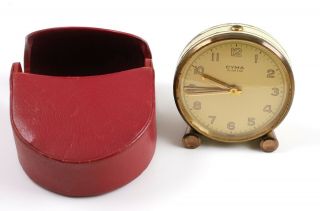 Vintage Cyma Amic Swiss Wind Up Alarm Clock With Case