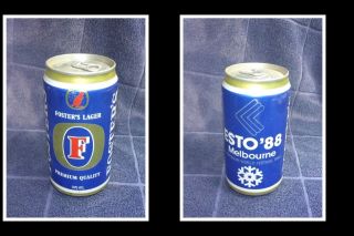 Collectable Old Australian Beer Can,  Fosters Lager 1988 Esto Melbourne