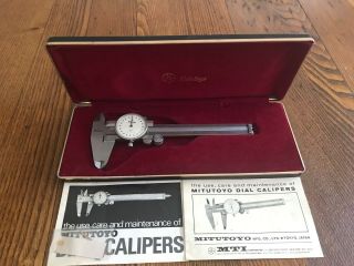 Vintage Mitutoyo Dial Caliper W/ Case / Box - No.  505 - 629 - W Manuals