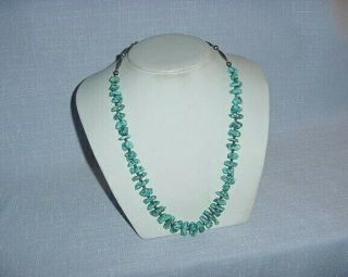 Estate Find Navajo Kingman Spiderweb Turquoise Nugget Necklace Silver Beads 17 "