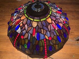 Tiffany Style Table Lamp Stained Glass Vintage Nightstand Dragonfly Light