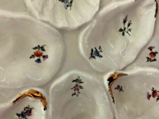 Antique Porcelain 8 Sided Floral With Gold Trim Oyster Plate 3