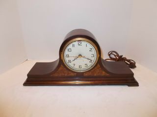 Vintage Herschede Westminster Chime Electric Wood Mantle Clock Telechron Motor