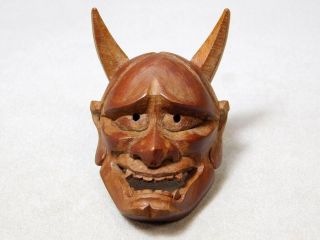 Fine Carving Hannya Oni Noh Mask Netsuke Japanese Vintage For Inro