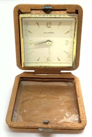 Vintage Bucherer Travel Alarm Clock.  Swiss Made.  Non -
