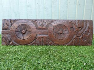 16th C Wooden Oak Carved Panel With Circular Carvings & Other C1590s