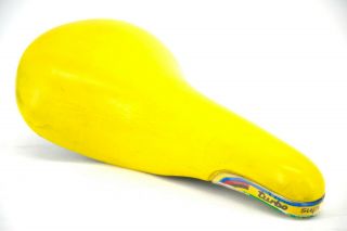 Vintage Road Bike Selle Italia Turbo Saddle Yellow Leather Made In Italy