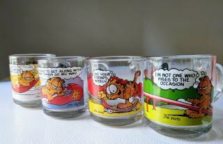 Vintage Garfield And Odie Glass Mugs Mcdonald 