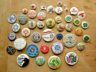Antique Vintage Pinback Pins Buttons Union Grange Railroad Labor Pep Advertising