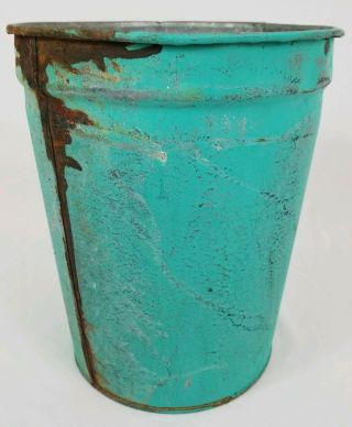 Vintage Turquoise Rusted Galvanized Metal Sap Bucket Primitive Farmhouse Decor