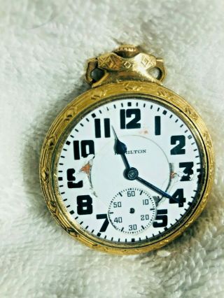 Hamilton Railroad Pocket Watch Model 922 Size 16s Nawco 10k Gold Filled Case