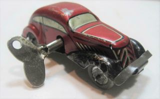 Vintage 1930`s Tin Toy Key Wind - Up Car With Key