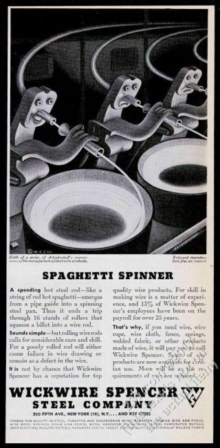 1945 Boris Artzybasheff Steel Mill Robot Monster Art Wickwire Spencer Print Ad