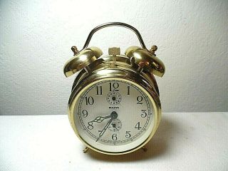Mid Century Bulova Twin Bell Brass Alarm Clock Made In Germany Ex Cd