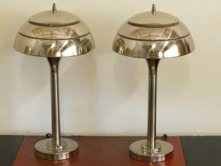 Vintage 1980s Art Deco/post Modern Memphis Chrome Table Desk Lamps