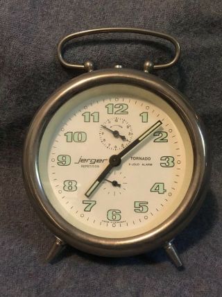 Jerger Alarm Clock Vintage Tornado Wind Up Made In Germany