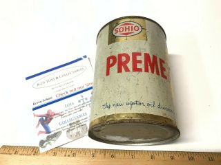 “sohio” Premex 1 Quart Motor Oil Tin Can The Motor Oil Discovered Empty