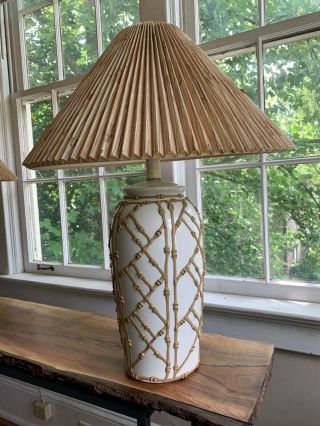 Vintage Palm Beach Style Faux Bamboo Lamp With Shade (pair Available)