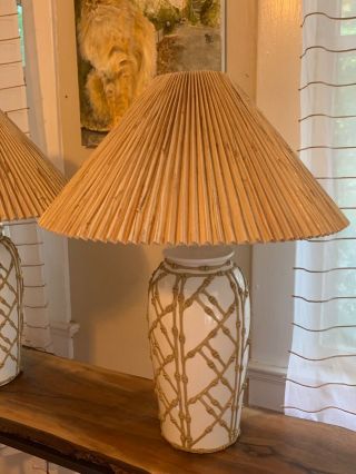 Vintage Palm Beach Style Faux Bamboo Lamp with Shade (Pair Available) 3