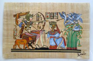Papyrus Painting From Egyptian Art Caravan King Tut And His Wife