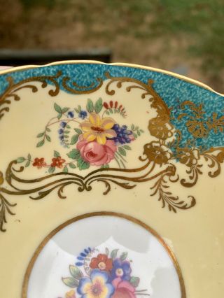 Gorgeous Vintage Aynsley Bone China England C555 Floral Gold Cup & Saucer 3