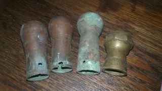 4 Civil War Era 1860`s American Oxen Horn Knobs/ Balls Brass Threaded York