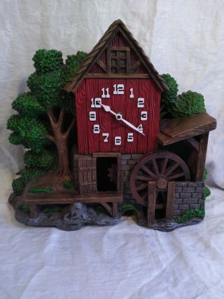 Vintage Spartus Water Wheel Mill House Electric Wall Clock