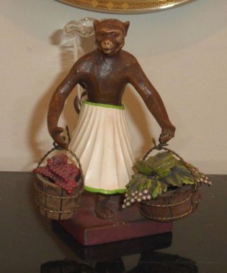 Vintage Petite Choses Iron Monkey Figurine With Baskets