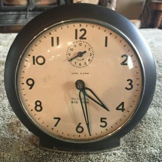 Antique Vintage Clock Loud Alarm Estate Westclox Usa Big Ben Black