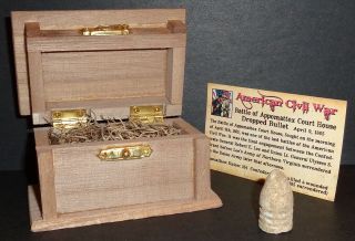 Civil War Bullet With Display Chest Battle Of Appomattox Court House,  Va 1865