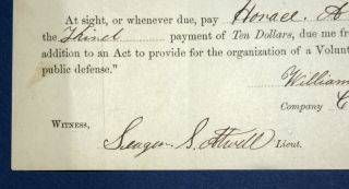 1862 Fort Pulaski Civil War Pay Receipt Signed by Lieutenant Seagar S.  Atwell 3