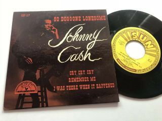 Johnny Cash 45 Ep,  Picture Cover So Doggone Lonesome Sun Lbl.  Nm -